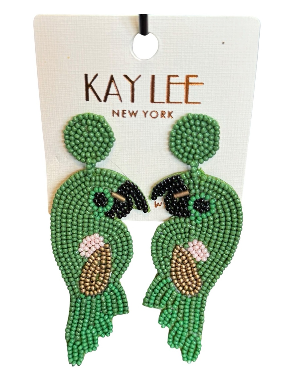 Kay Lee Green‎ Parrot Beaded Drop Earrings